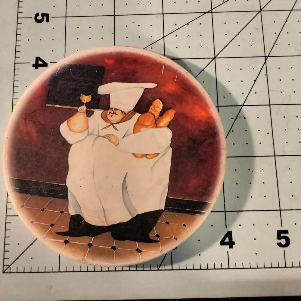 Sakura Fat Chef  Round Coasters Wine Culinary Cork Backed